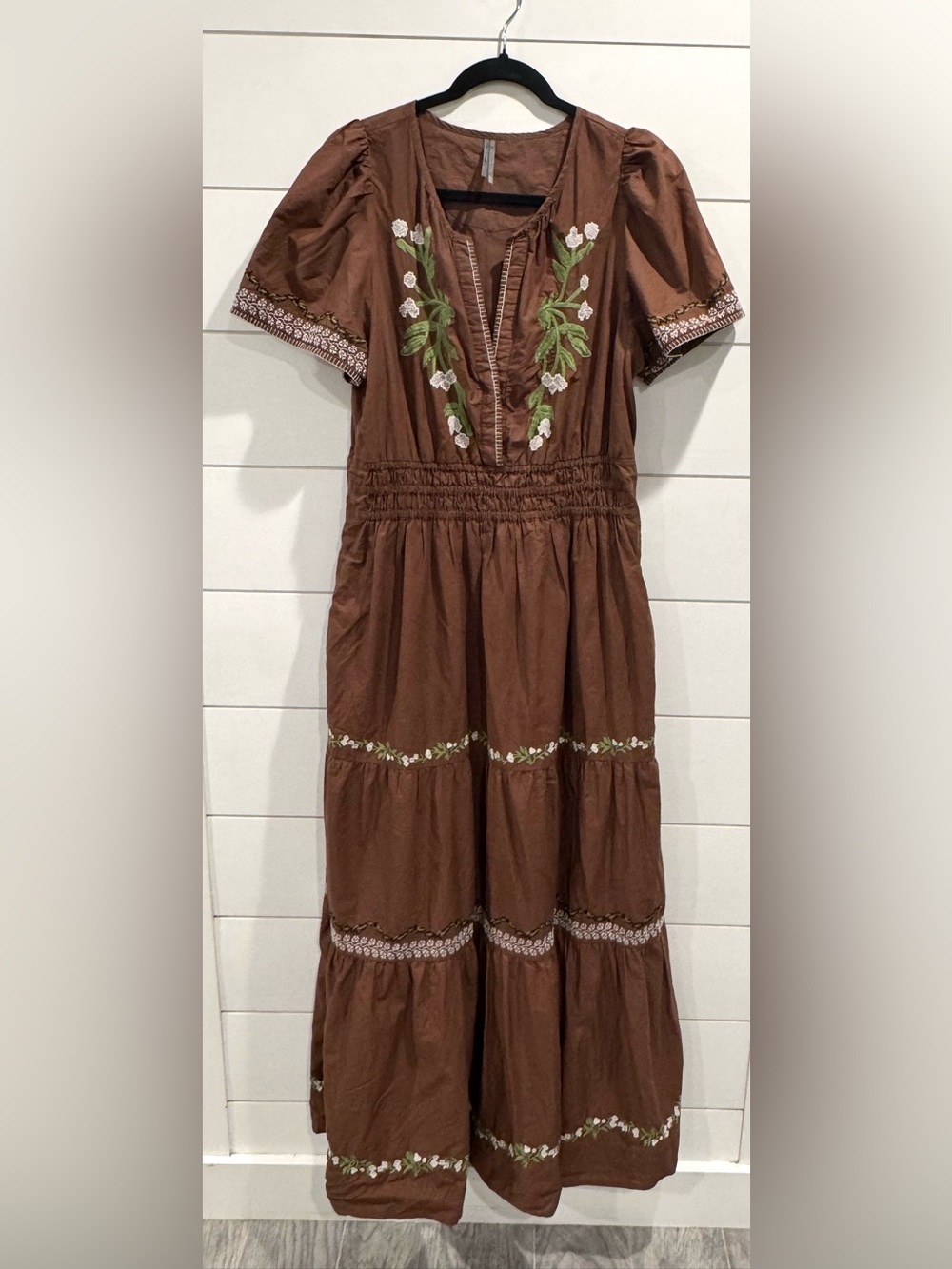 Anthropologie Somerset brown embroidered maxi dress - Picture 3 of 8